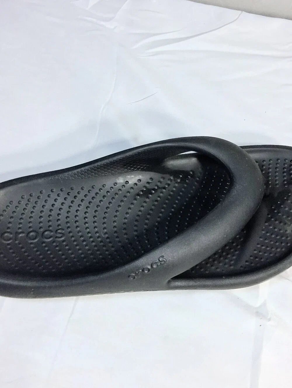 Men's 6 Women's 8 Crocs Unisex Black Like New Sandals/Flipflops